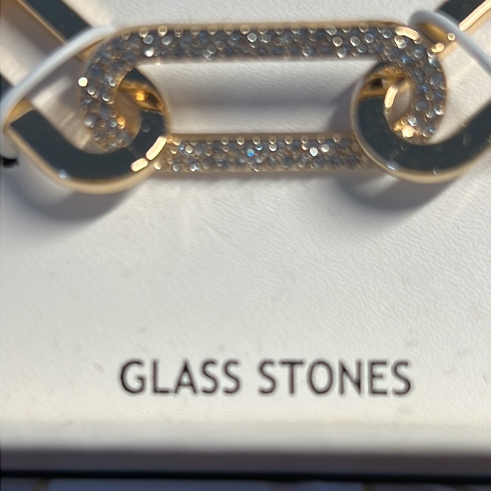 House of Harlow 1960 Shiny Goldtone Lunk Bracelet Adjustable NW Box Glass Stones - Picture 4 of 5